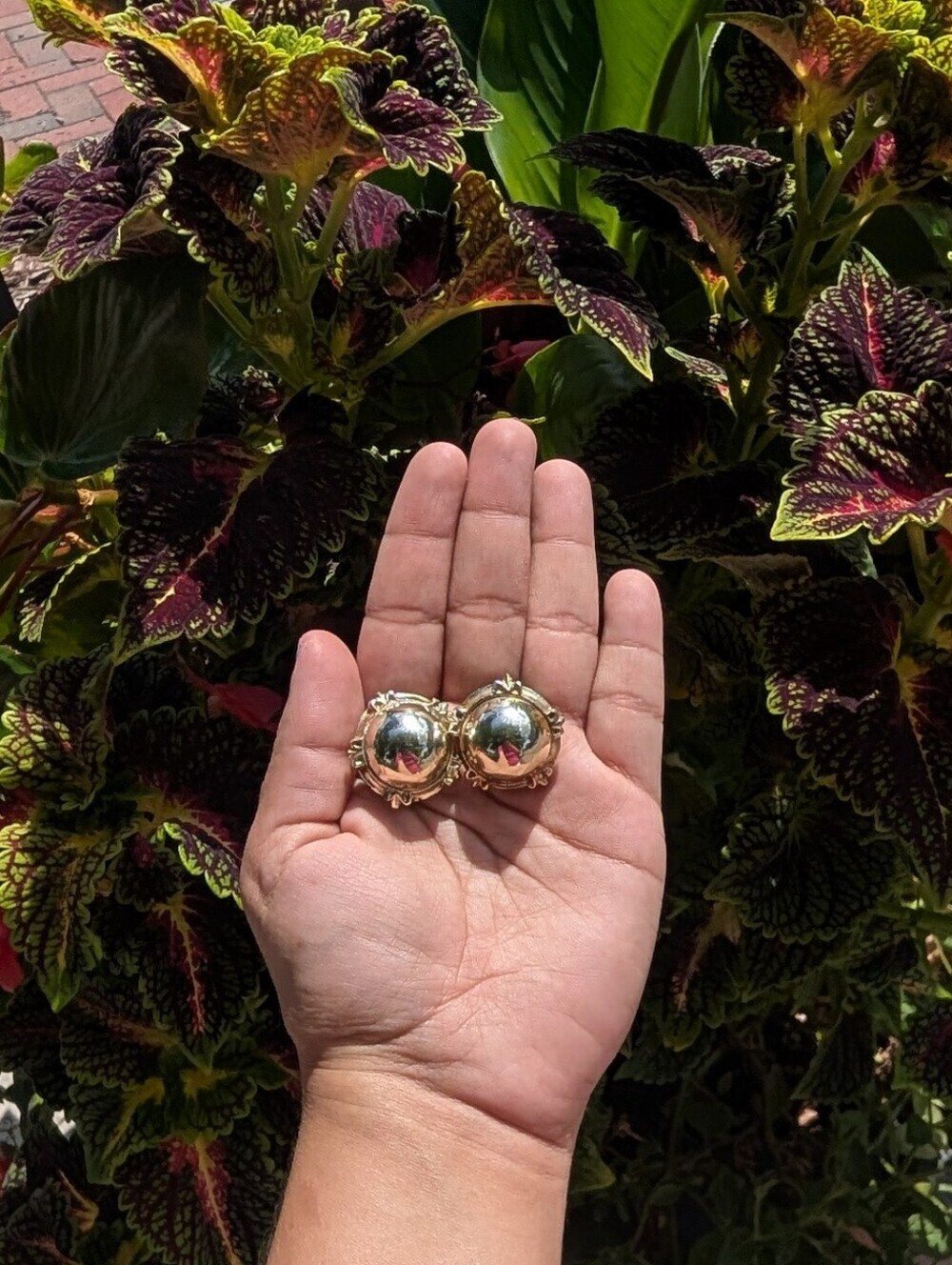 Vintage Gold-Tone Orb Earrings